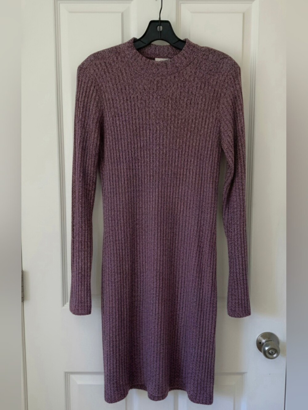 GAP Ribbed Heathered Purple Long Sleeve Mock Neck Sweater Dress Size M